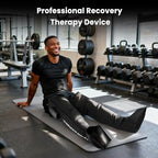 Man using a professional recovery therapy device in a gym setting