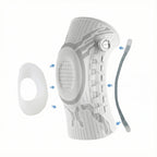 White knee brace with gray accents on a white background