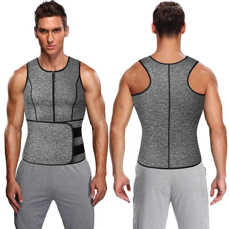 Men’s Sauna Vest: Double-Belt Waist Trainer for Fat Burning & Body Shaping