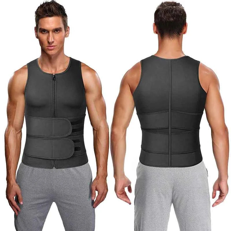 Men’s Sauna Vest: Double-Belt Waist Trainer for Fat Burning & Body Shaping