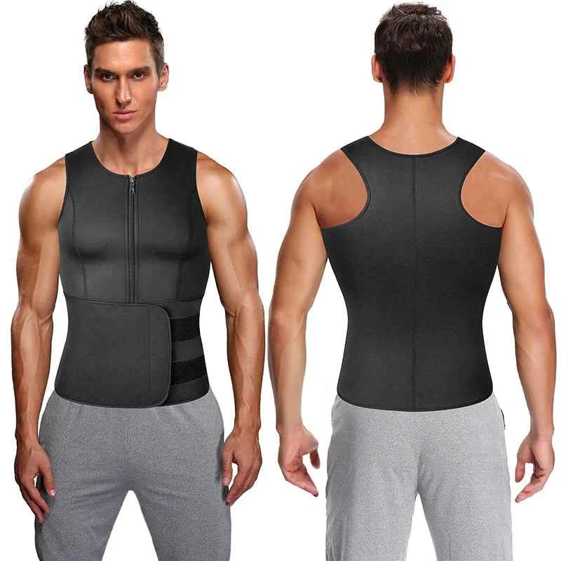 Men’s Sauna Vest: Double-Belt Waist Trainer for Fat Burning & Body Shaping