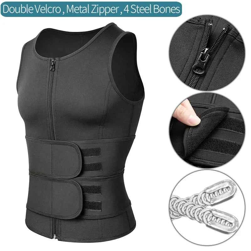 Men’s Sauna Vest: Double-Belt Waist Trainer for Fat Burning & Body Shaping