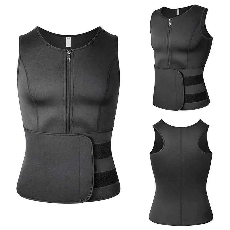 Men’s Sauna Vest: Double-Belt Waist Trainer for Fat Burning & Body Shaping