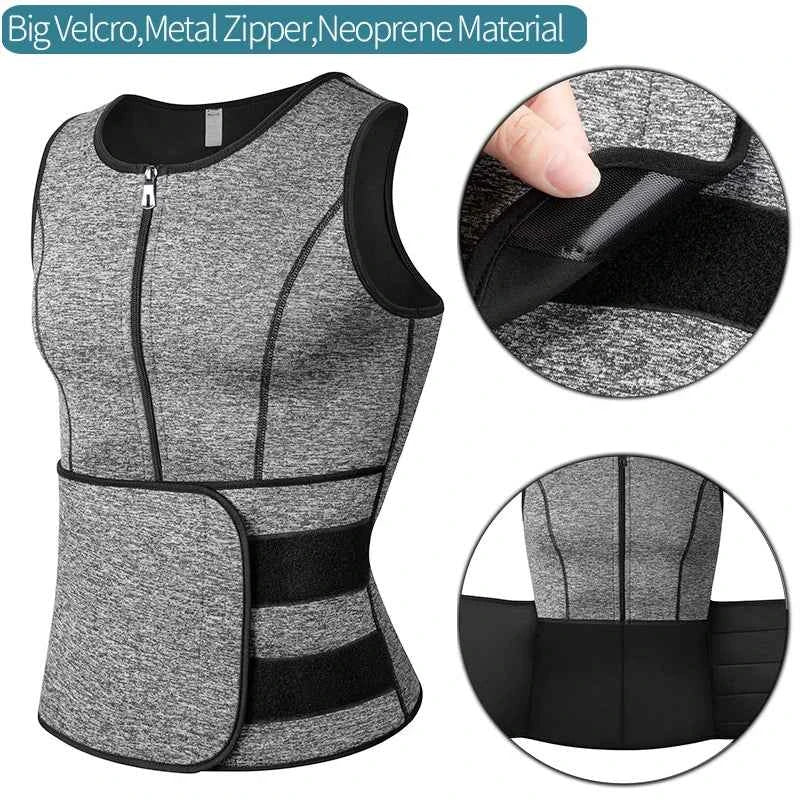 Men’s Sauna Vest: Double-Belt Waist Trainer for Fat Burning & Body Shaping