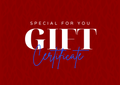 Gift certificate text on a red background