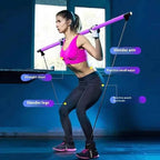 Adjustable Pilates Bar: Portable Fitness Stick with Resistance Bands for Home Workouts