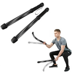 Cordless battle rope set with a person using it on a white background