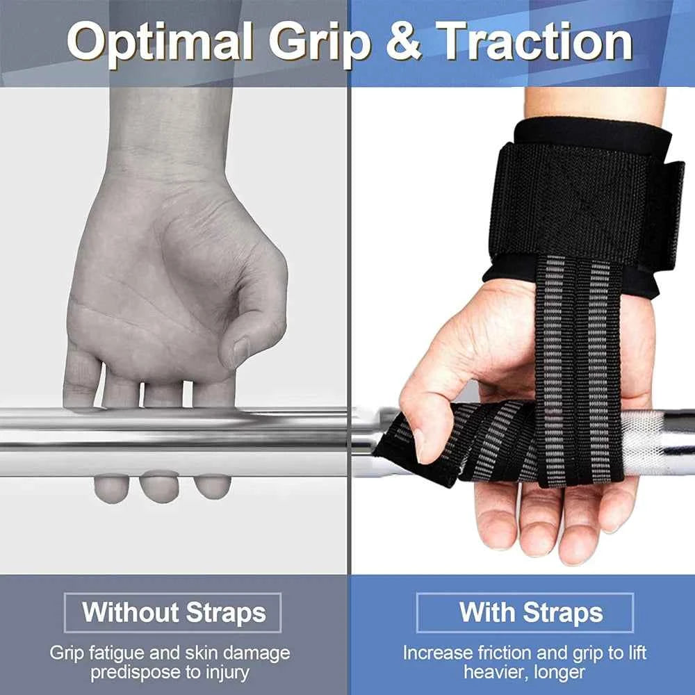 Weightlifting Wrist Straps: Padded Lifting Wraps with Wrist Support for Deadlifts & Gym Training