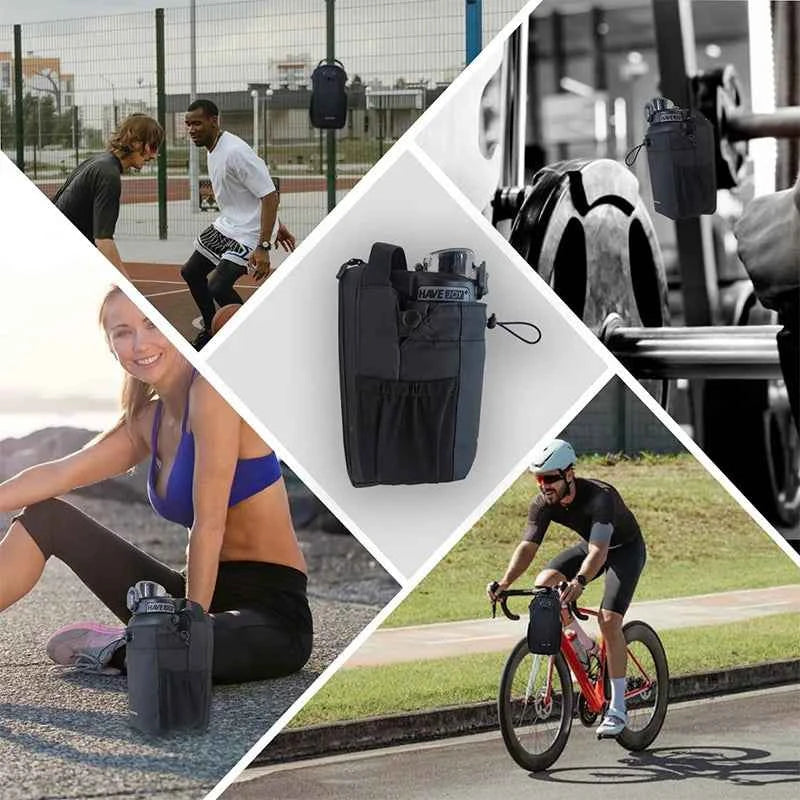 Magnetic Gym Accessories Organizer: Large Capacity Pouch with Phone Pocket for Water Bottles