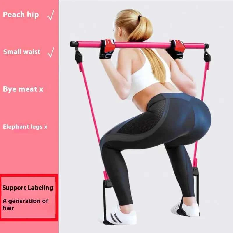Adjustable Pilates Bar: Portable Fitness Stick with Resistance Bands for Home Workouts