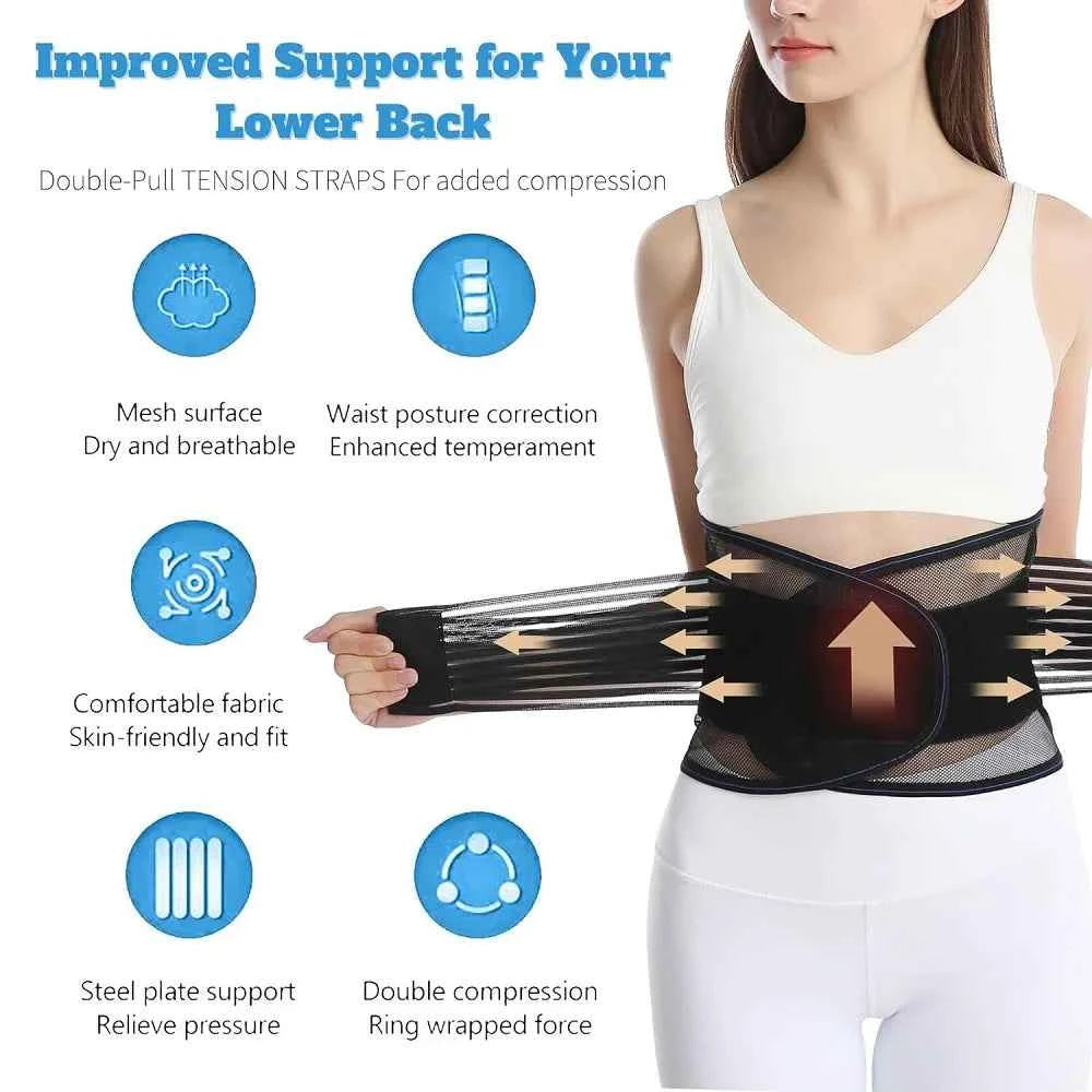 Adjustable Lumbar Support Belt: Breathable Back Brace for Sciatica, Disc Pain & Posture Relief