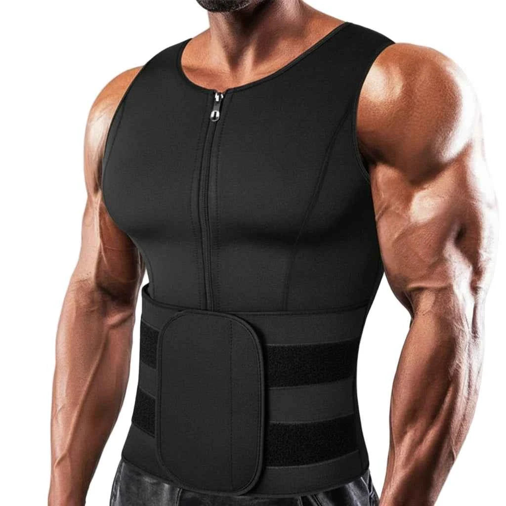 Men’s Sauna Vest: Double-Belt Waist Trainer for Fat Burning & Body Shaping