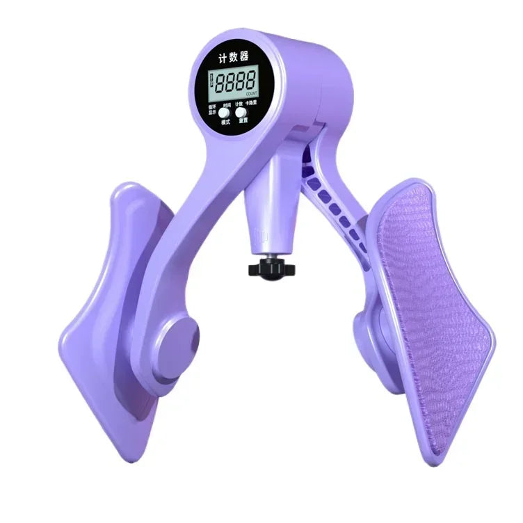 Purple digital device with a screen on a white background