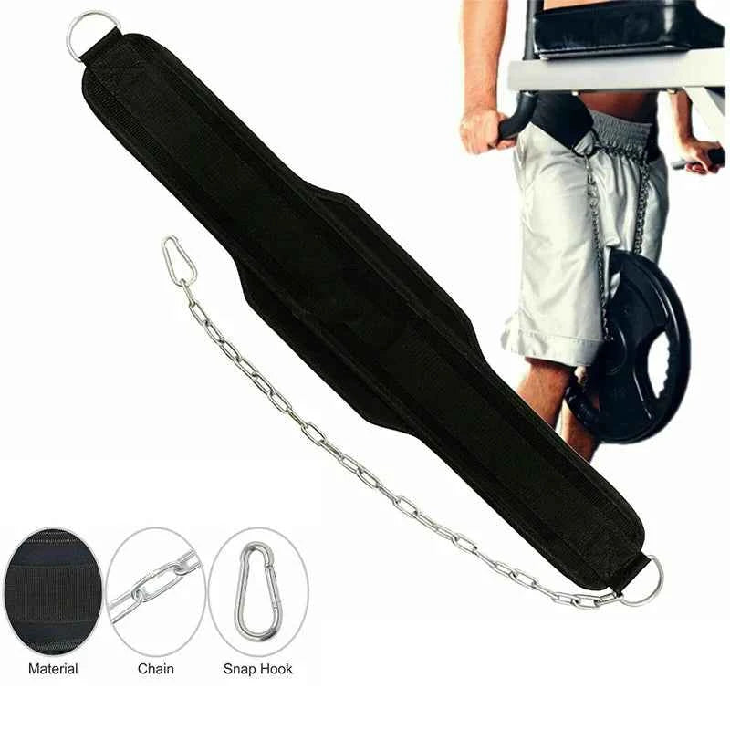 Neoprene Dip Belt with Chain: Weightlifting & Pull-Up Belt for Strength and Bodybuilding