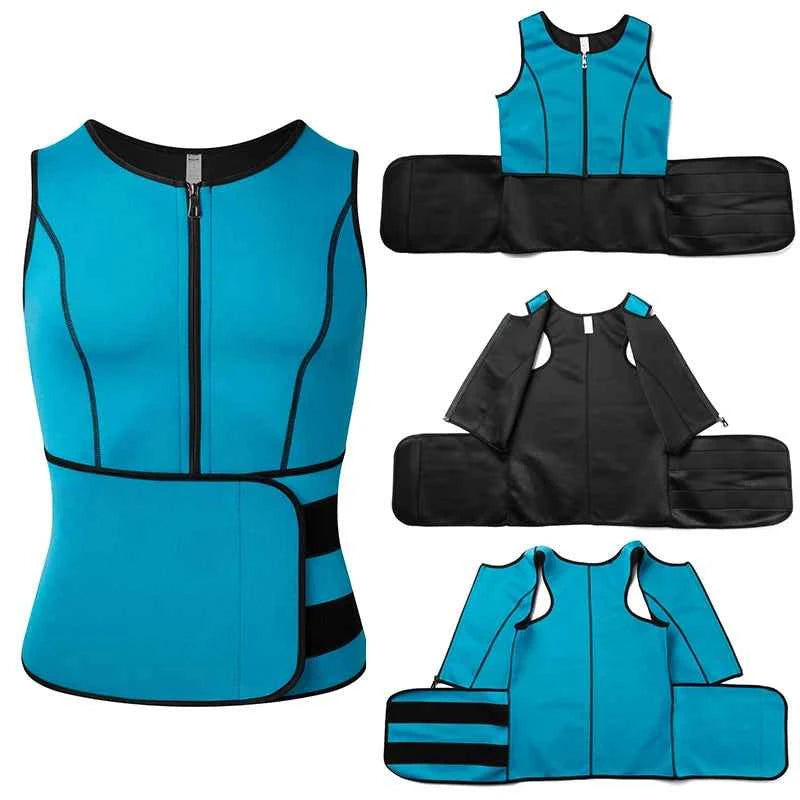 Men’s Sauna Vest: Double-Belt Waist Trainer for Fat Burning & Body Shaping