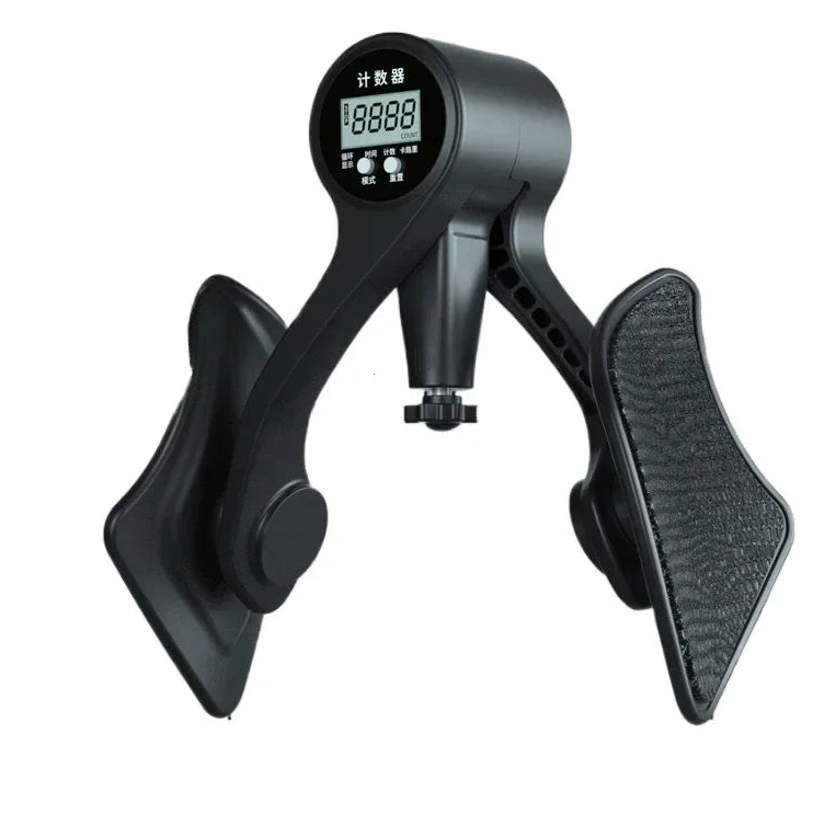 Black digital grip with a digital display on a white background