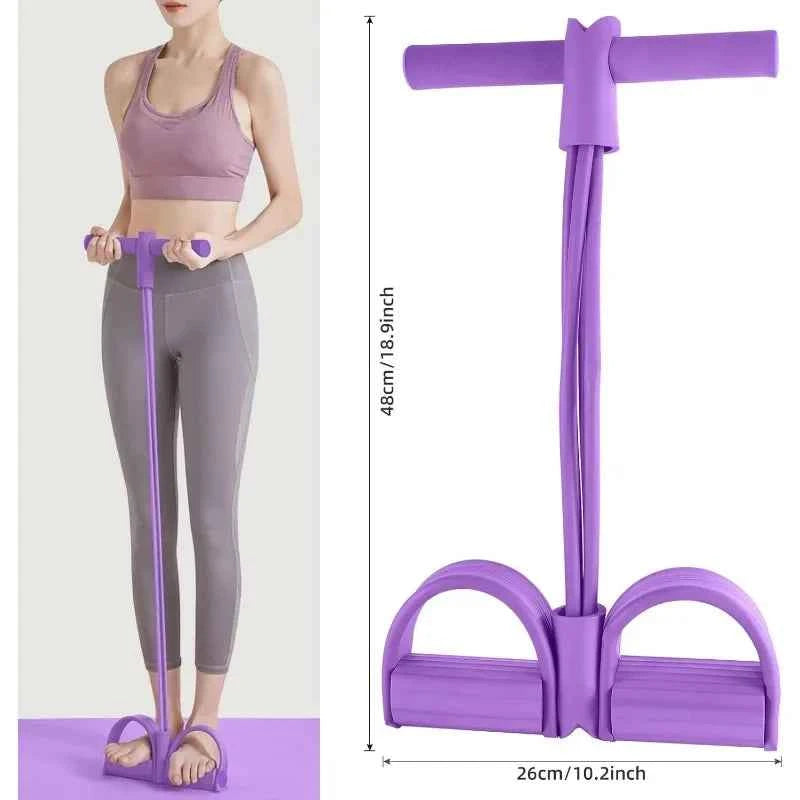 4-Level Resistance Band Trainer: Non-Slip Handle Fitness Tool for Abs, Yoga & Full-Body Workouts