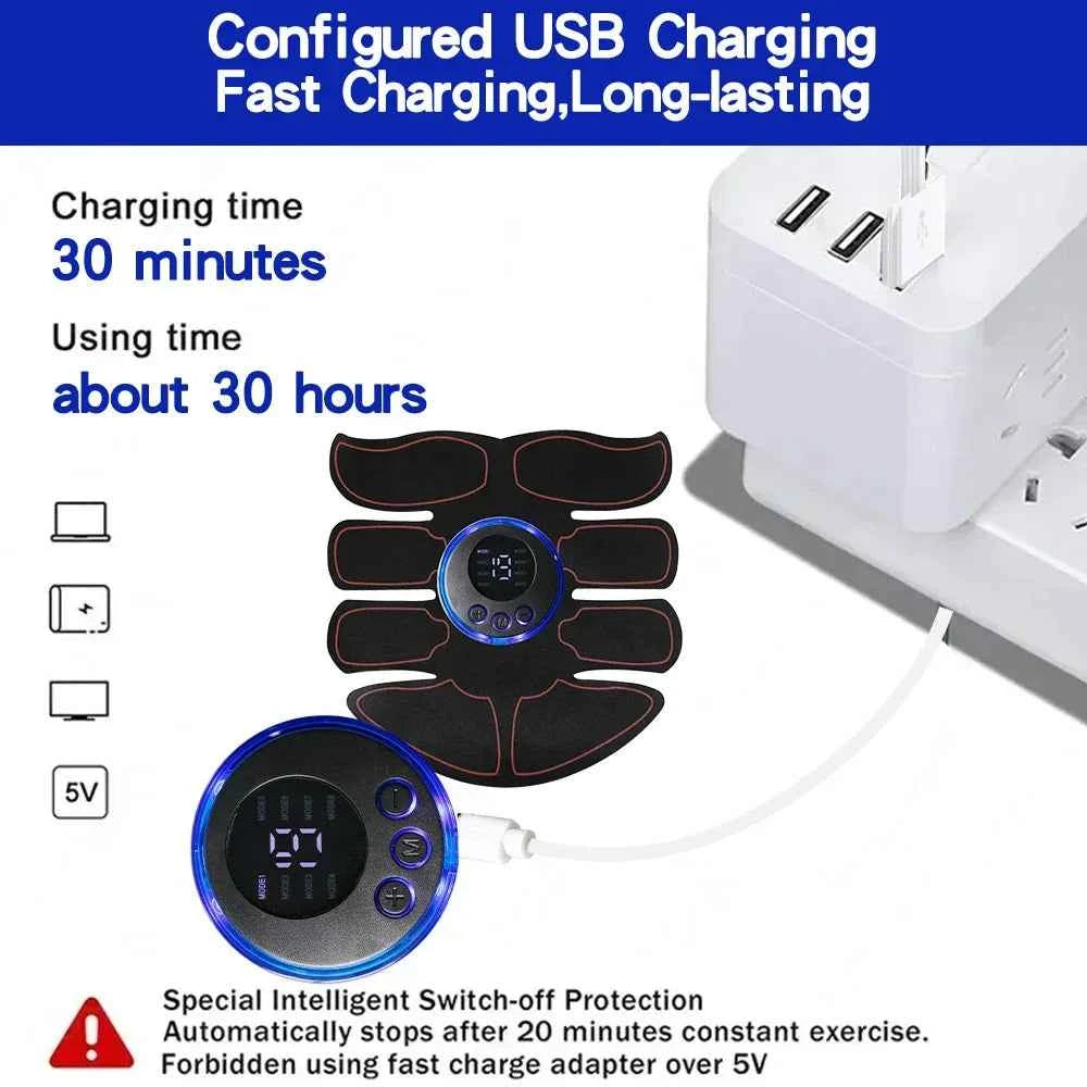 Wireless EMS Muscle Stimulator: 8-Mode ABS Trainer for Body Toning & Fat Burning