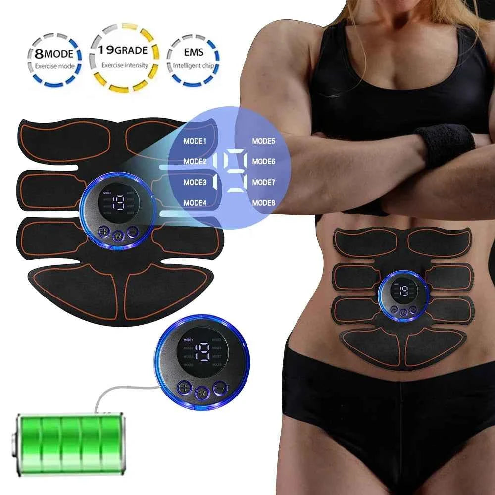 Wireless EMS Muscle Stimulator: 8-Mode ABS Trainer for Body Toning & Fat Burning